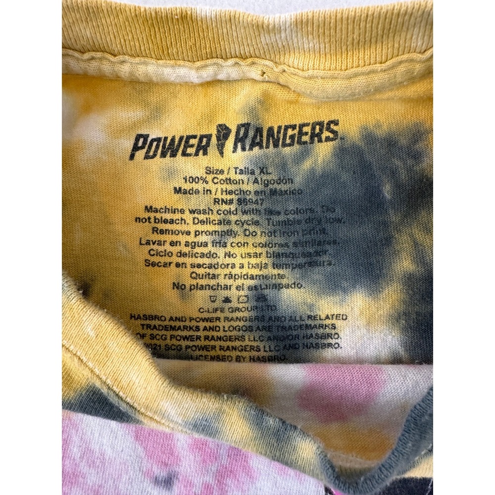 Power Rangers Tie-Dye Graphic T-Shirt Adult XL Multicolor Retro Y2K - Picture 3 of 8